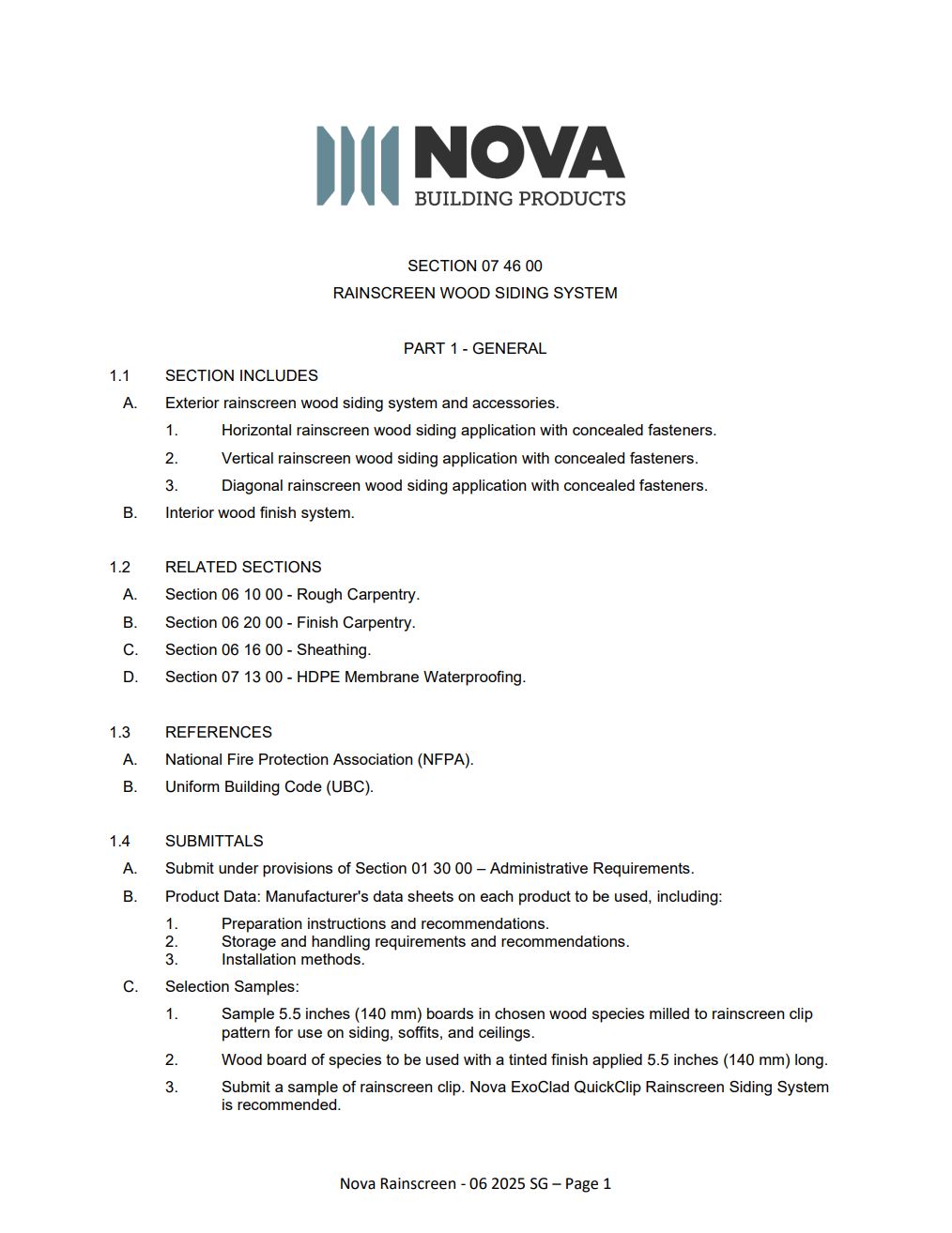 Architect Specifications (CSI) - Rainscreen